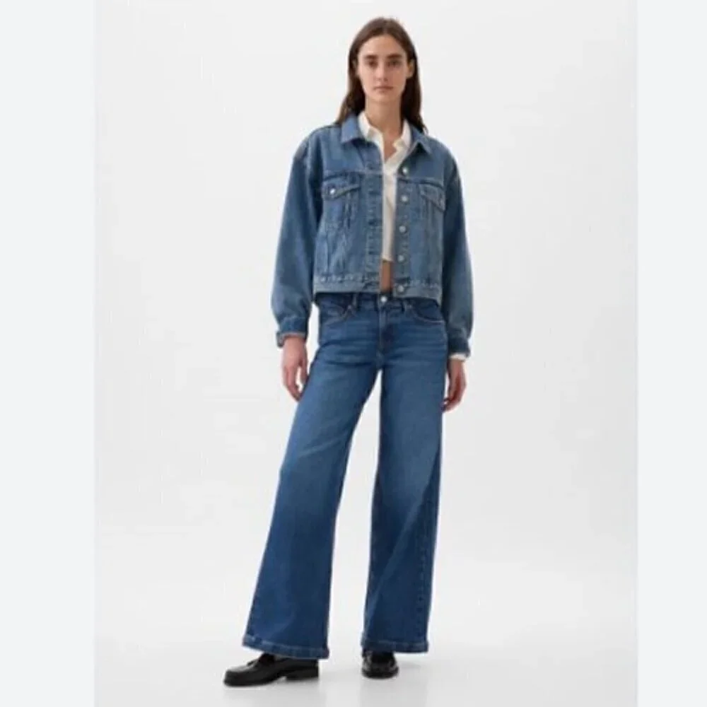 GAP Low Rise Stride Wide Leg Black Wash Jeans Size 4 TALL NWT $90 4T Y2k Skater